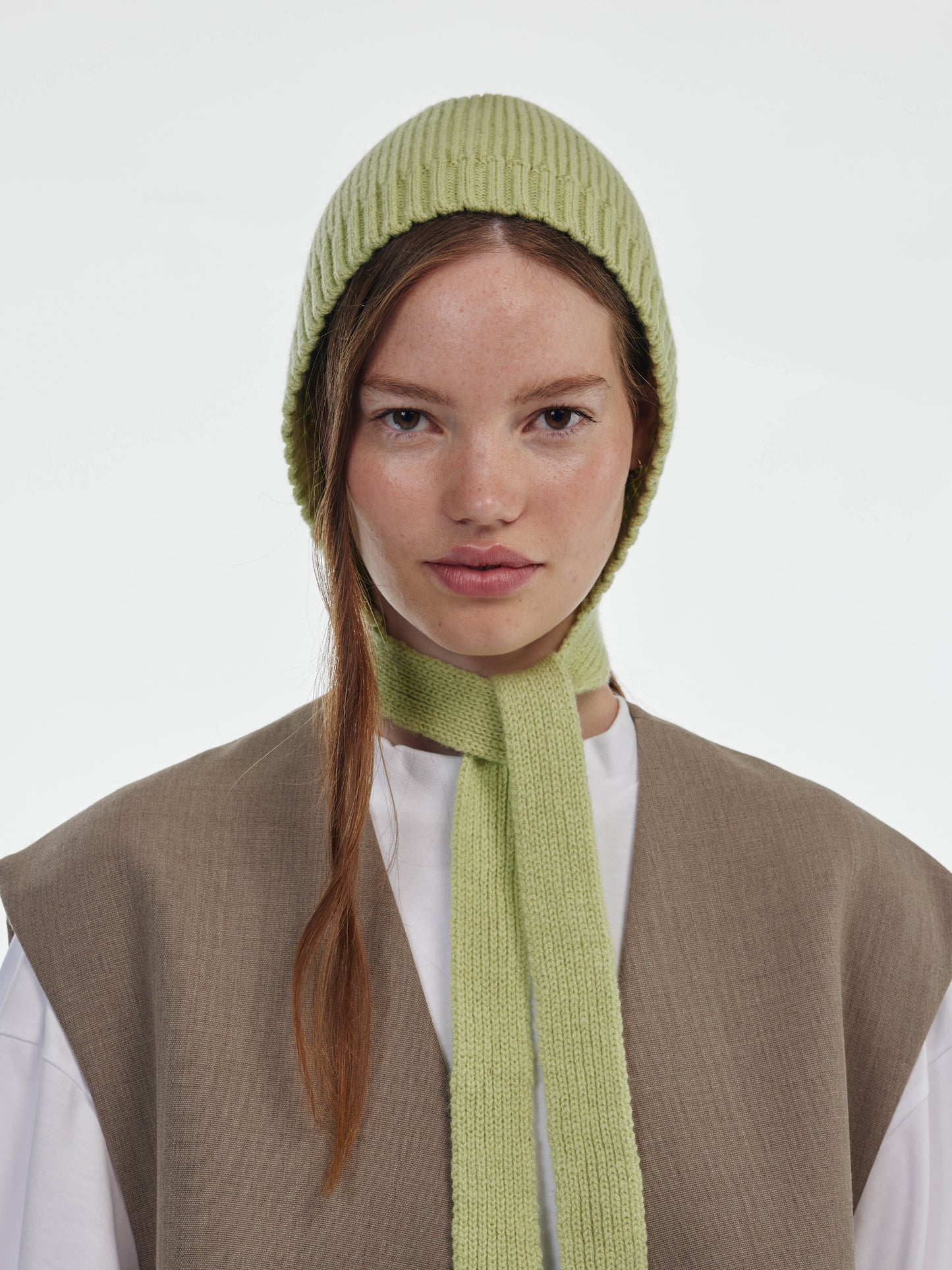 Wool Tied Hood - Light Green