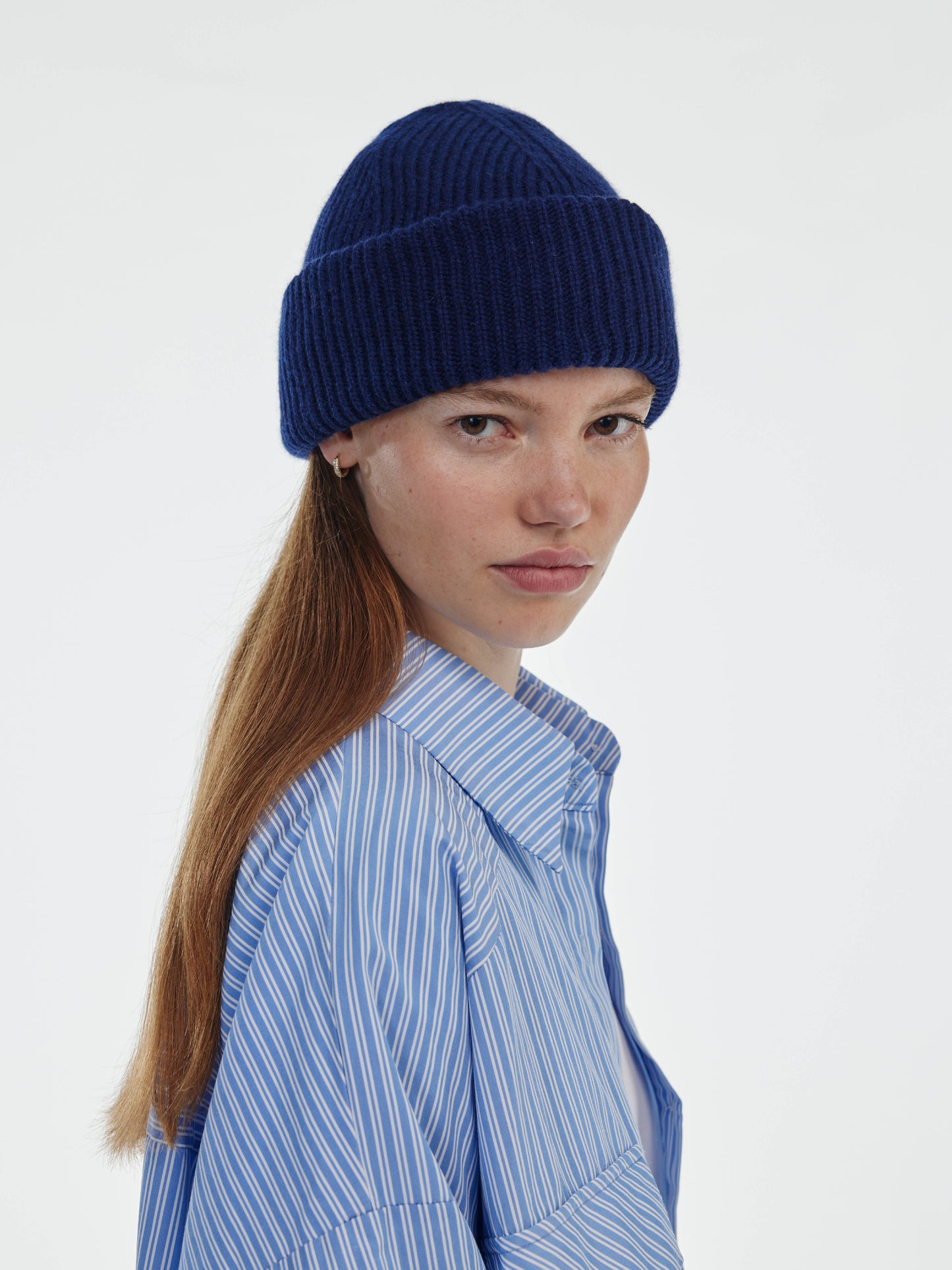 Chunky Soft Wool Beanie Hat - Navy