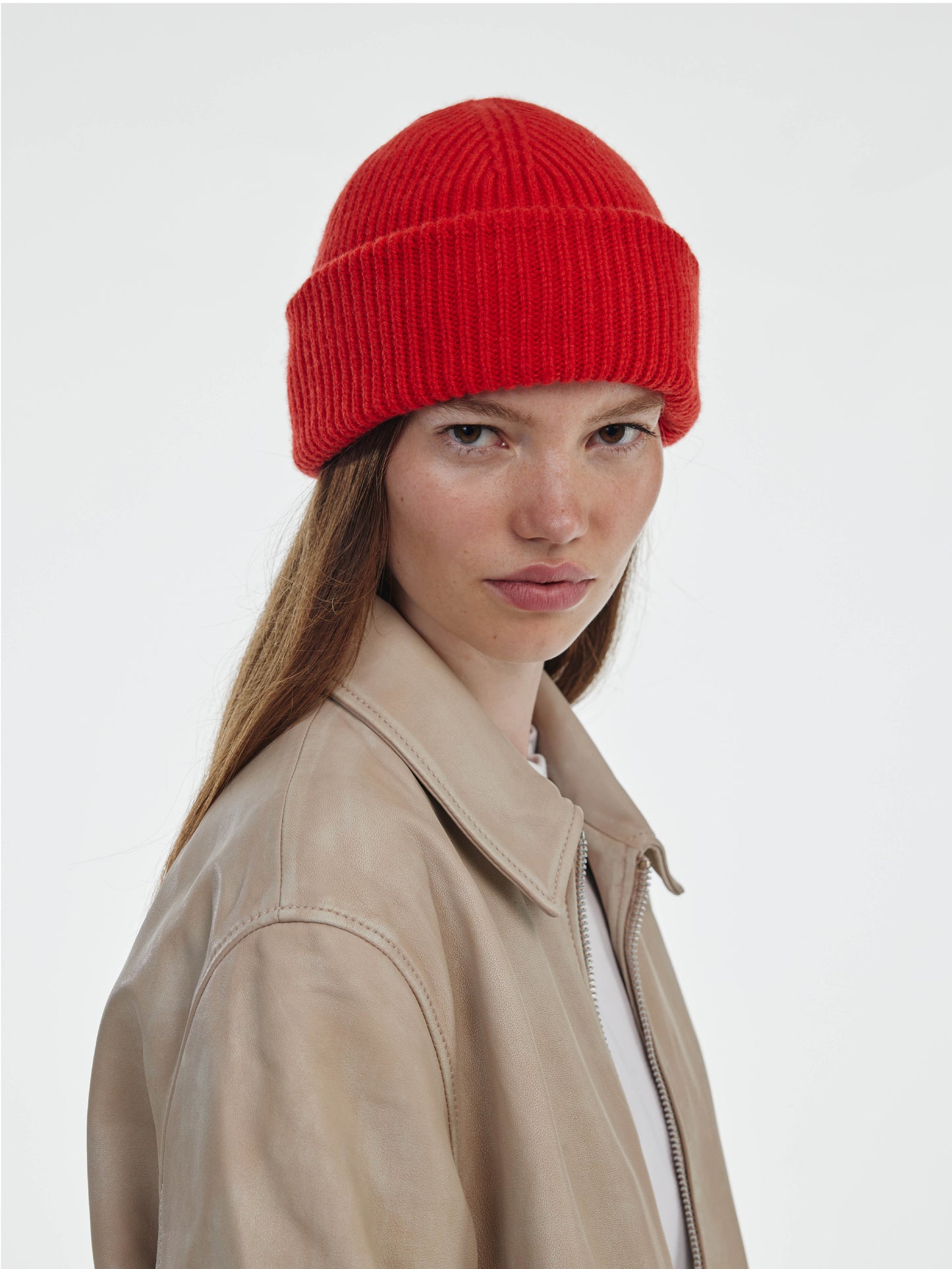 Chunky Soft Wool Beanie Hat - Red