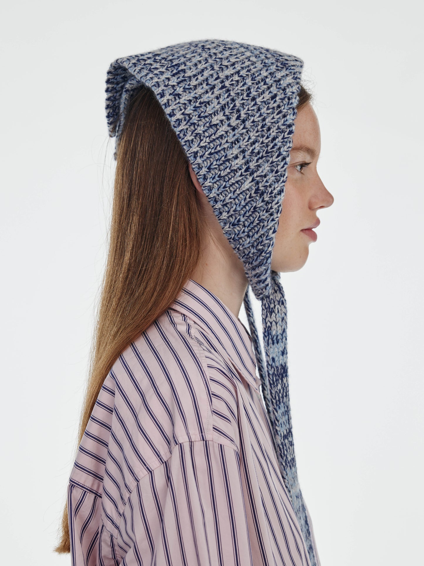 Marl Soft Wool Chunky Bandana - Soft Blue/Navy Marl