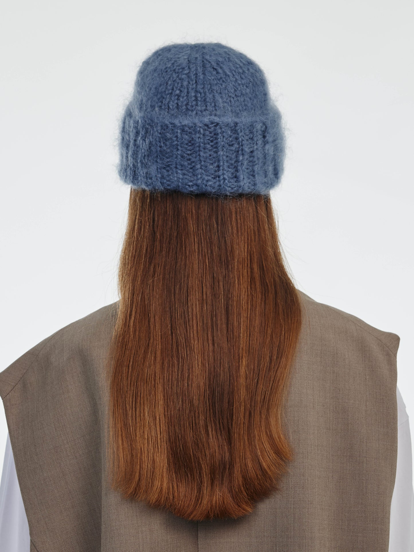 Brushed Mohair-Wool Beanie Hat - Soft Blue-Grey
