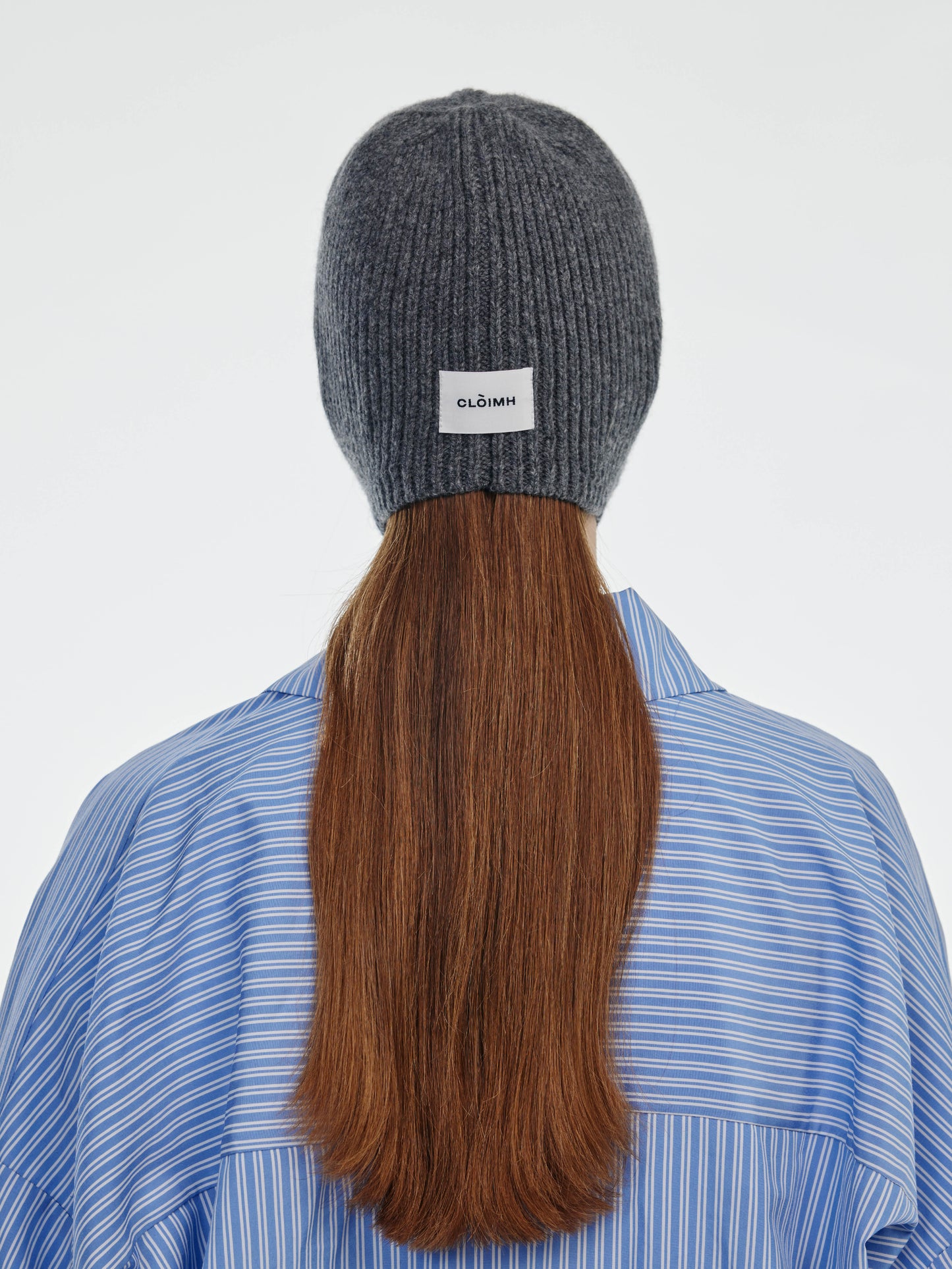 Soft Wool Tied Bonnet Hat - Dark Grey/Soft Blue