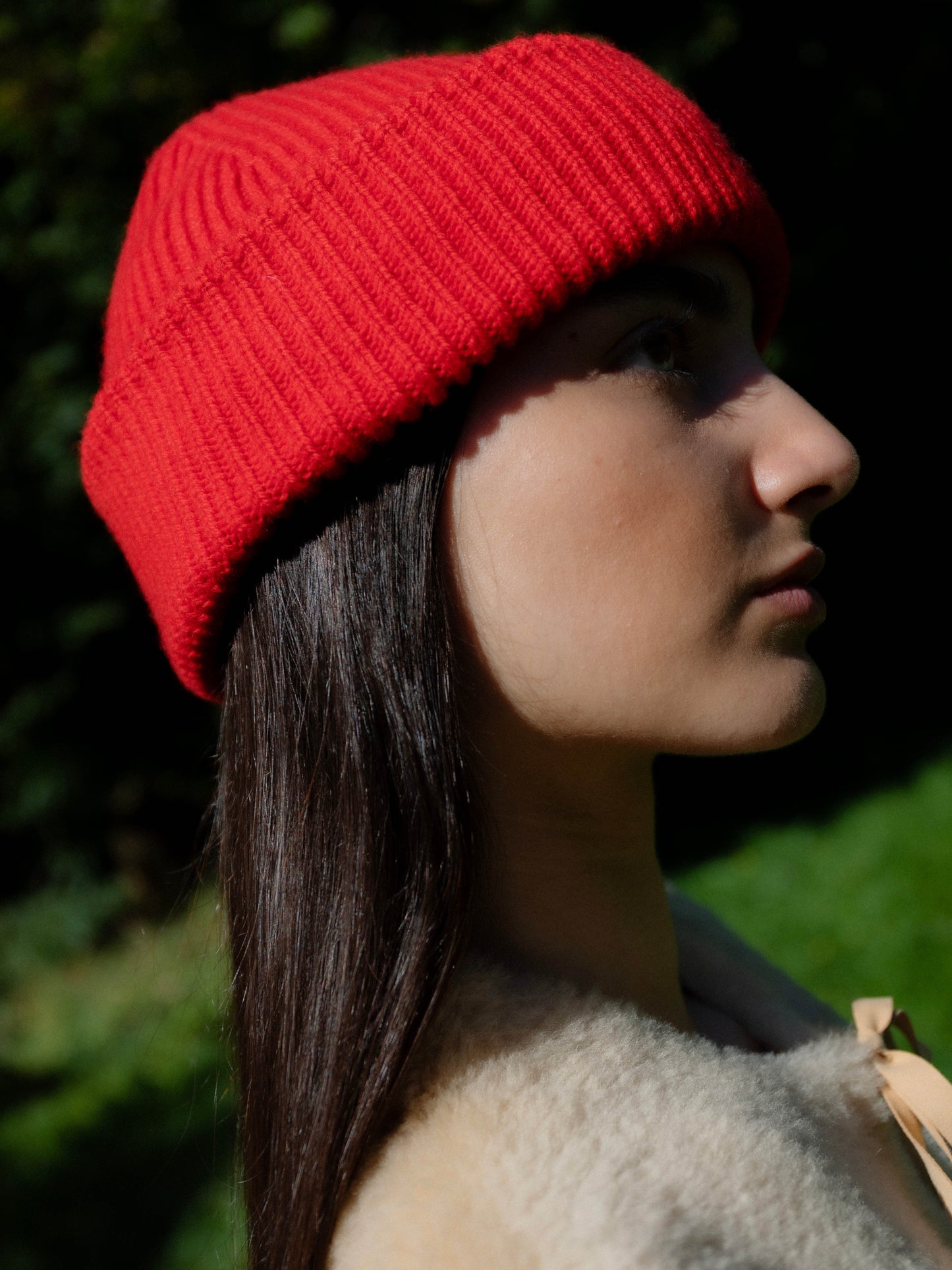 Chunky Soft Wool Beanie Hat - Red
