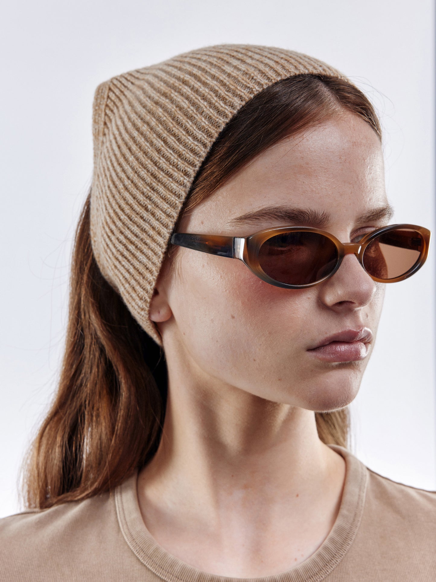 Ribbed Soft Wool Bandana - Sand Marl