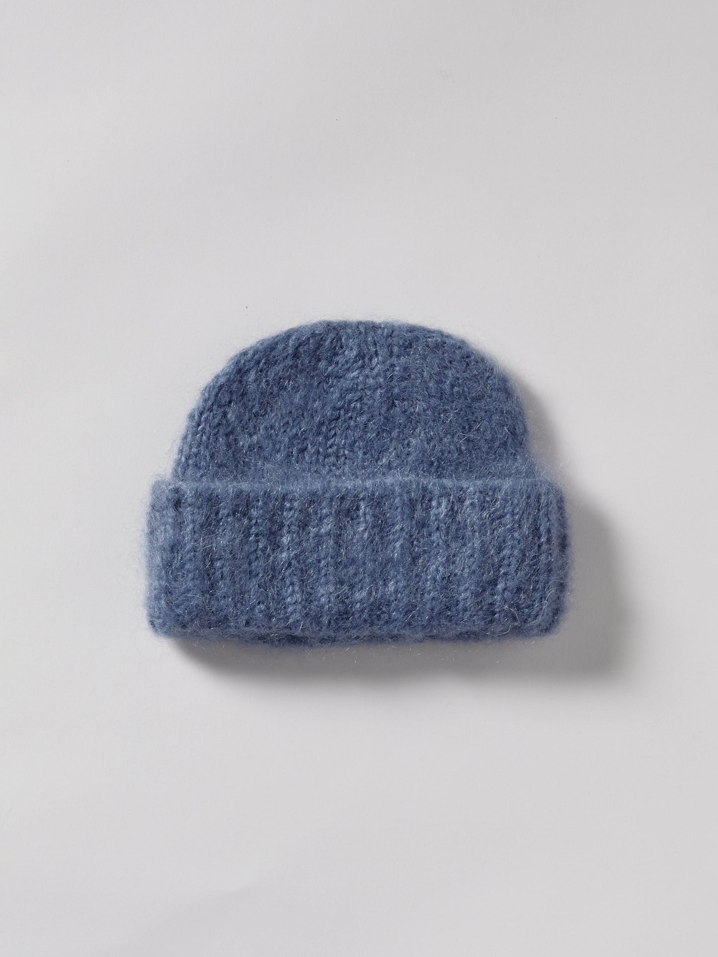 Brushed Mohair-Wool Beanie Hat - Soft Blue-Grey