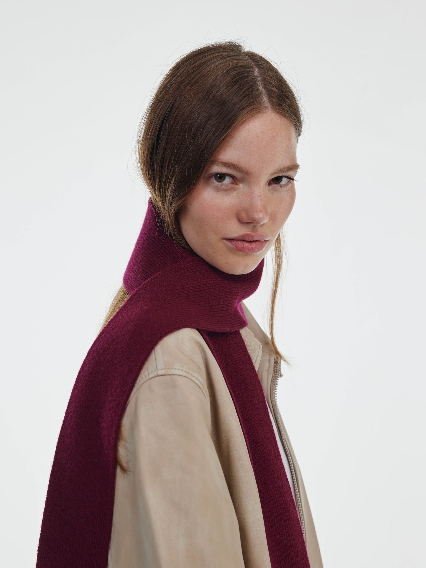 Mini Soft Wool Scarf - Burgundy