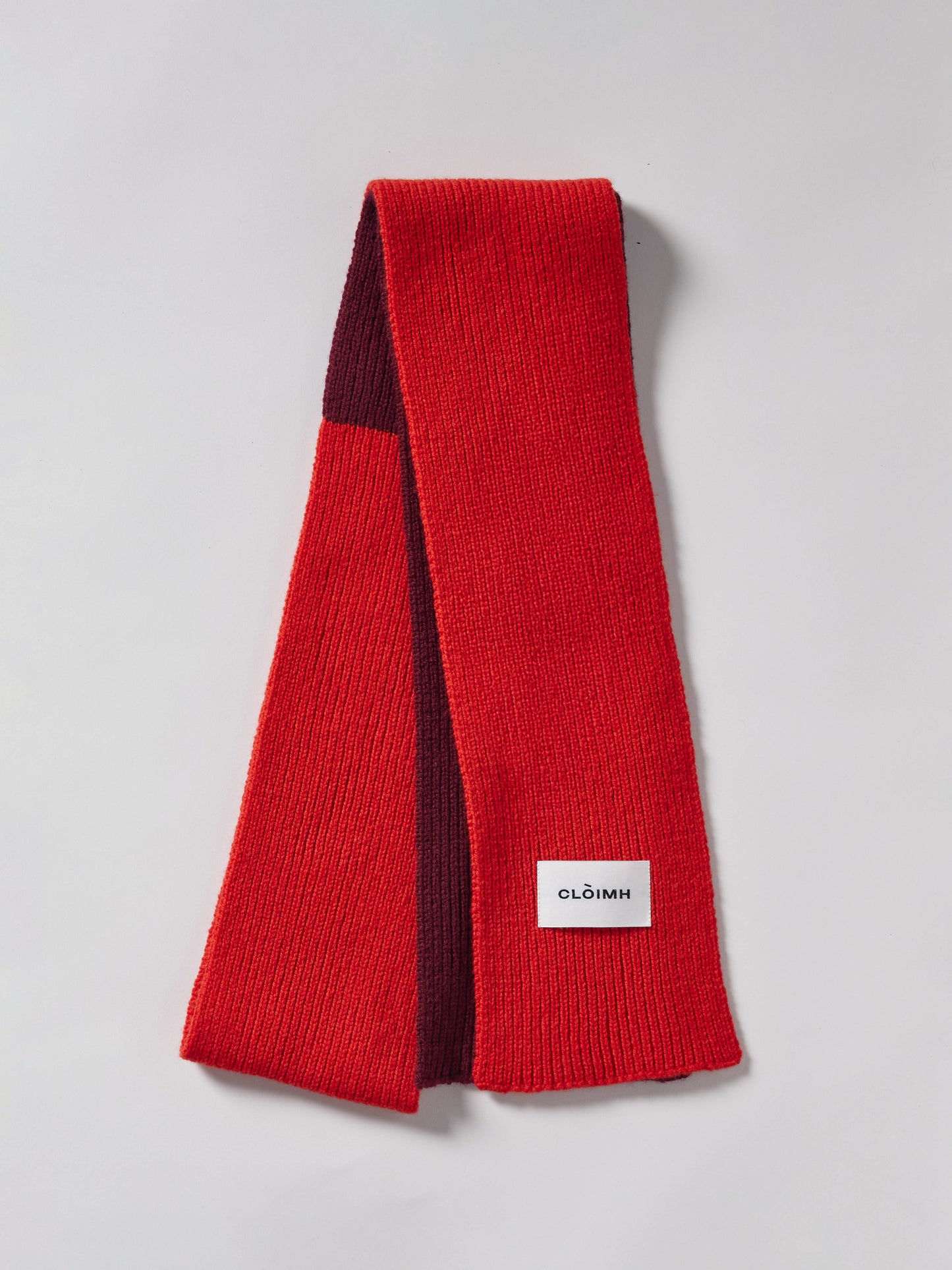 Blocked Soft Wool Scarf - Red/Burgundy