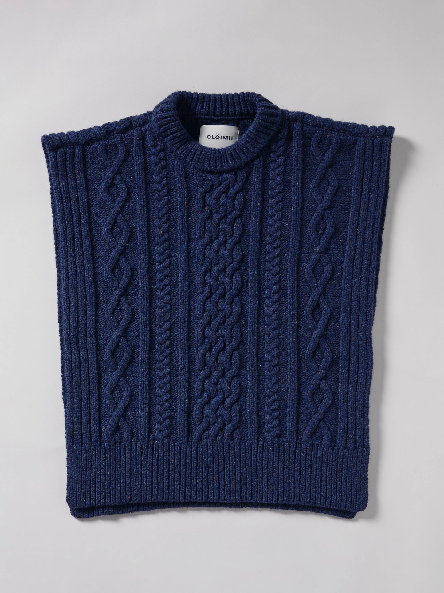 Aran Knit Wool Vest - Navy