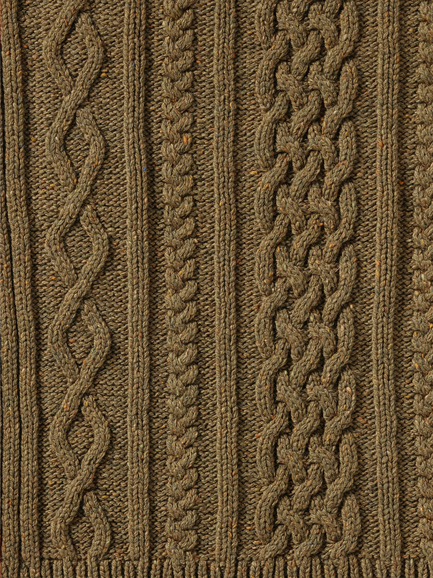 Aran Knit Wool Vest - Olive