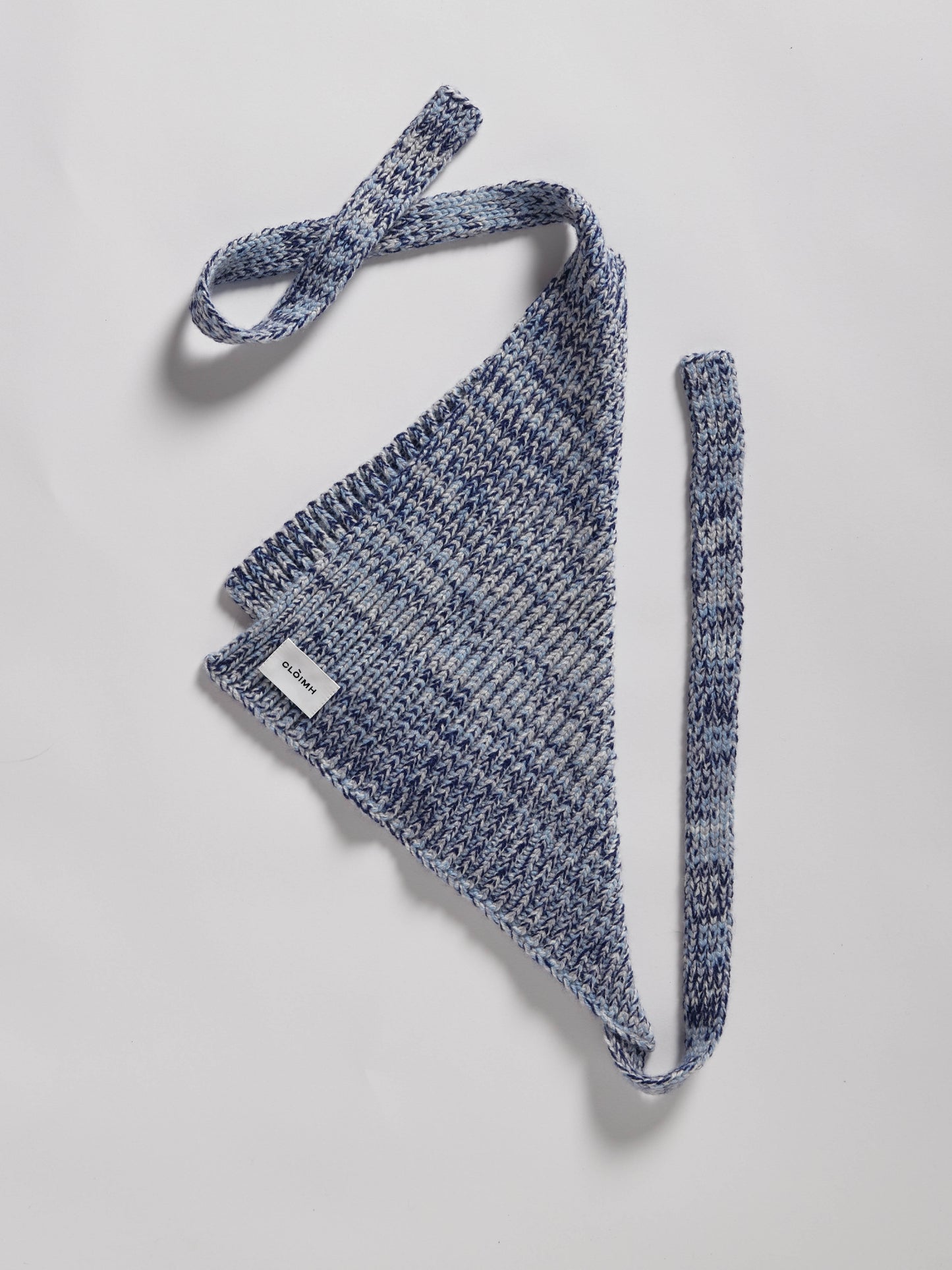 Marl Soft Wool Chunky Bandana - Soft Blue/Navy Marl
