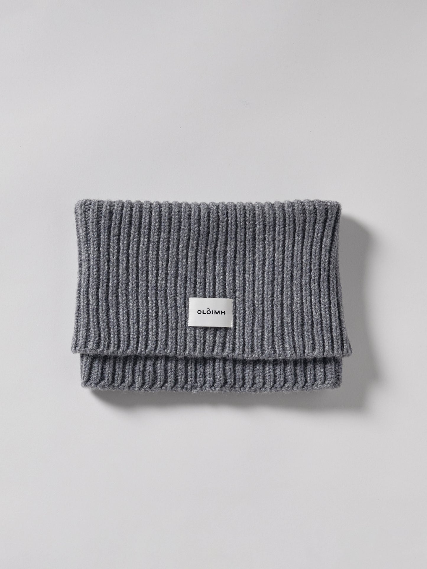 Wool Folded Neck Warmer - Grey Melange
