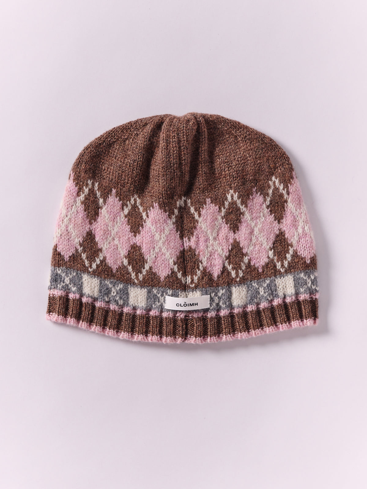 Wool Argyle Cap - Brown/Multi