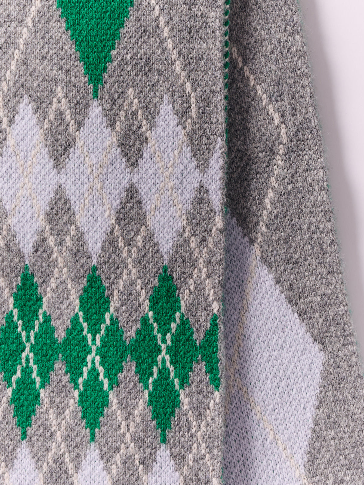 Soft Wool Argyle Scarf - Flannel Grey/Multi