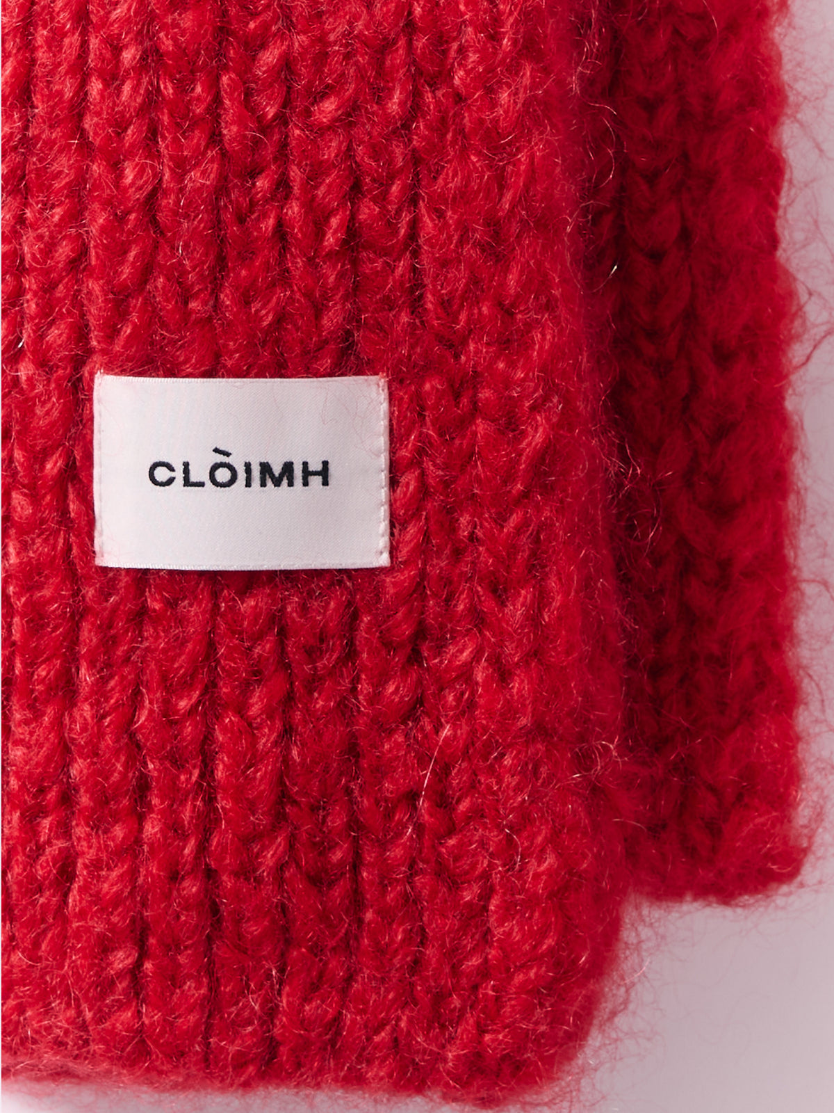 Brushed Mohair-Wool Mini Scarf - Red