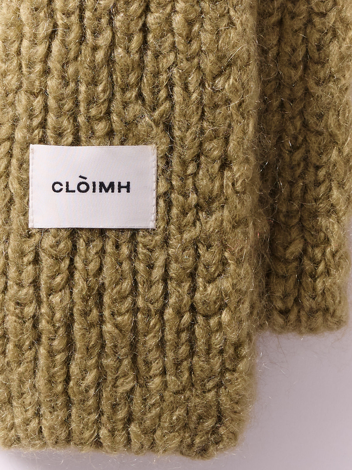 Brushed Mohair-Wool Mini Scarf - Olive