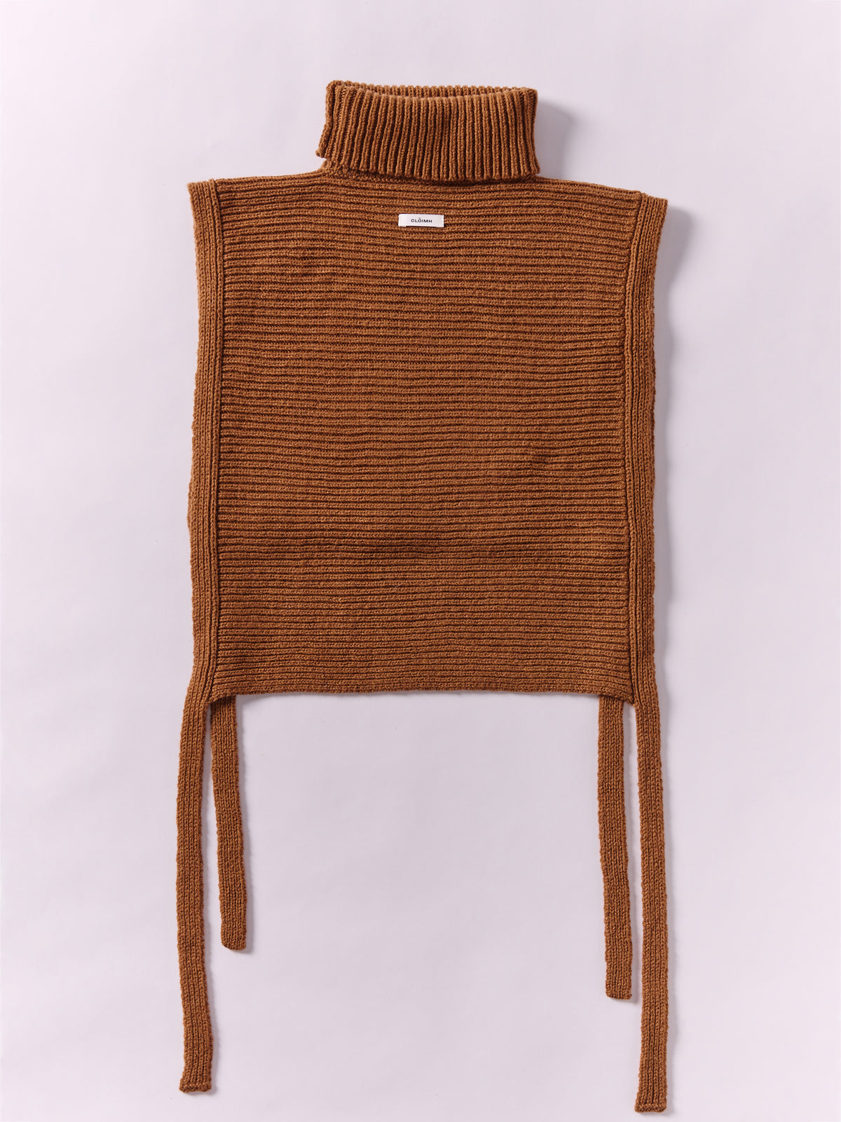 Soft Wool Tied High Neck Bib - Vintage Vicuna