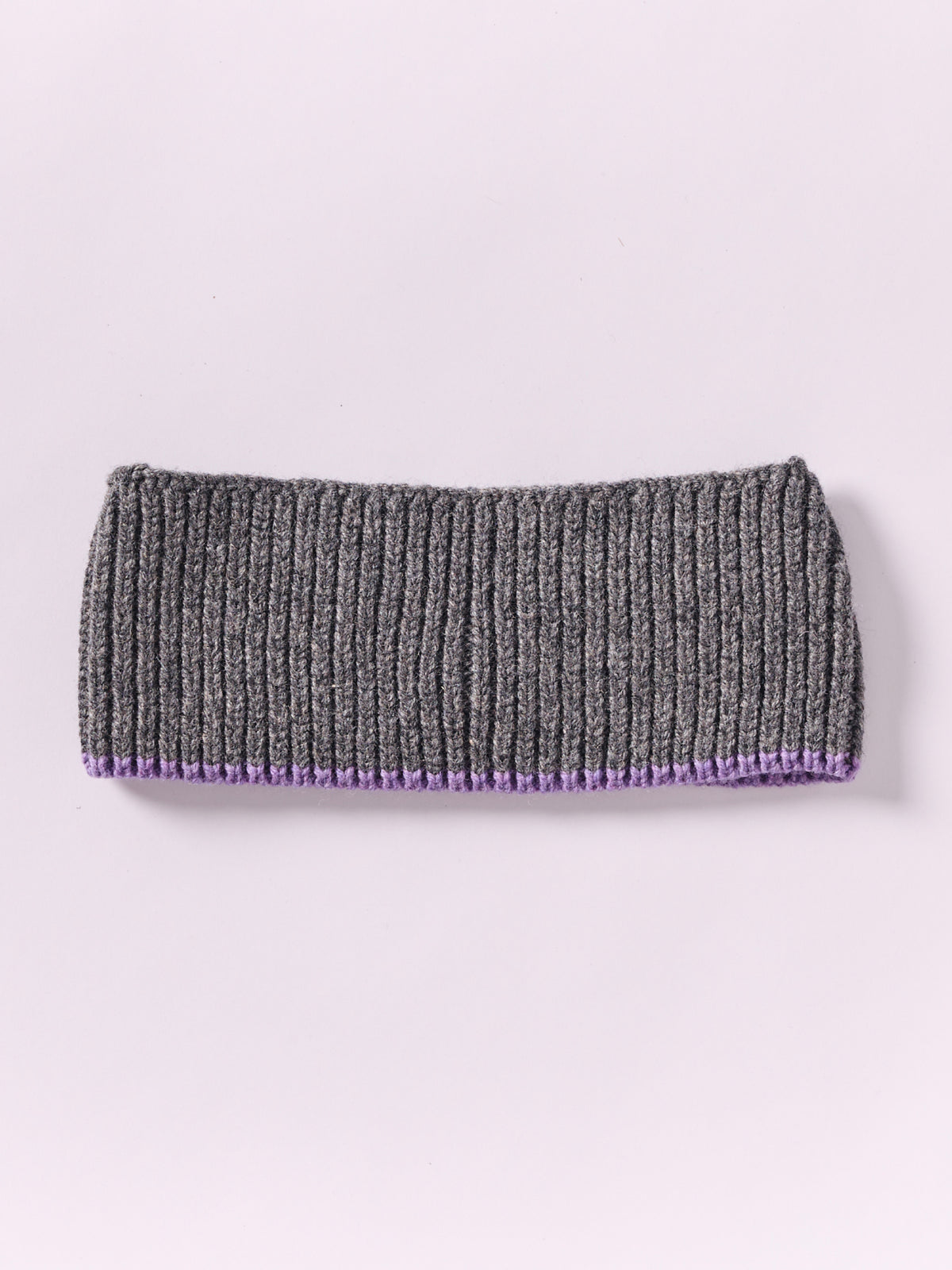 Wool Head Band - Grey Dark/Purple