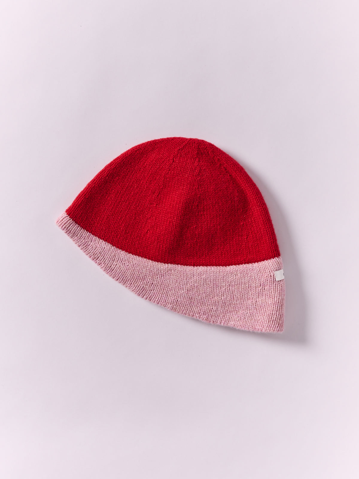 Wool Shaped Contrast Beanie - Red/Rose