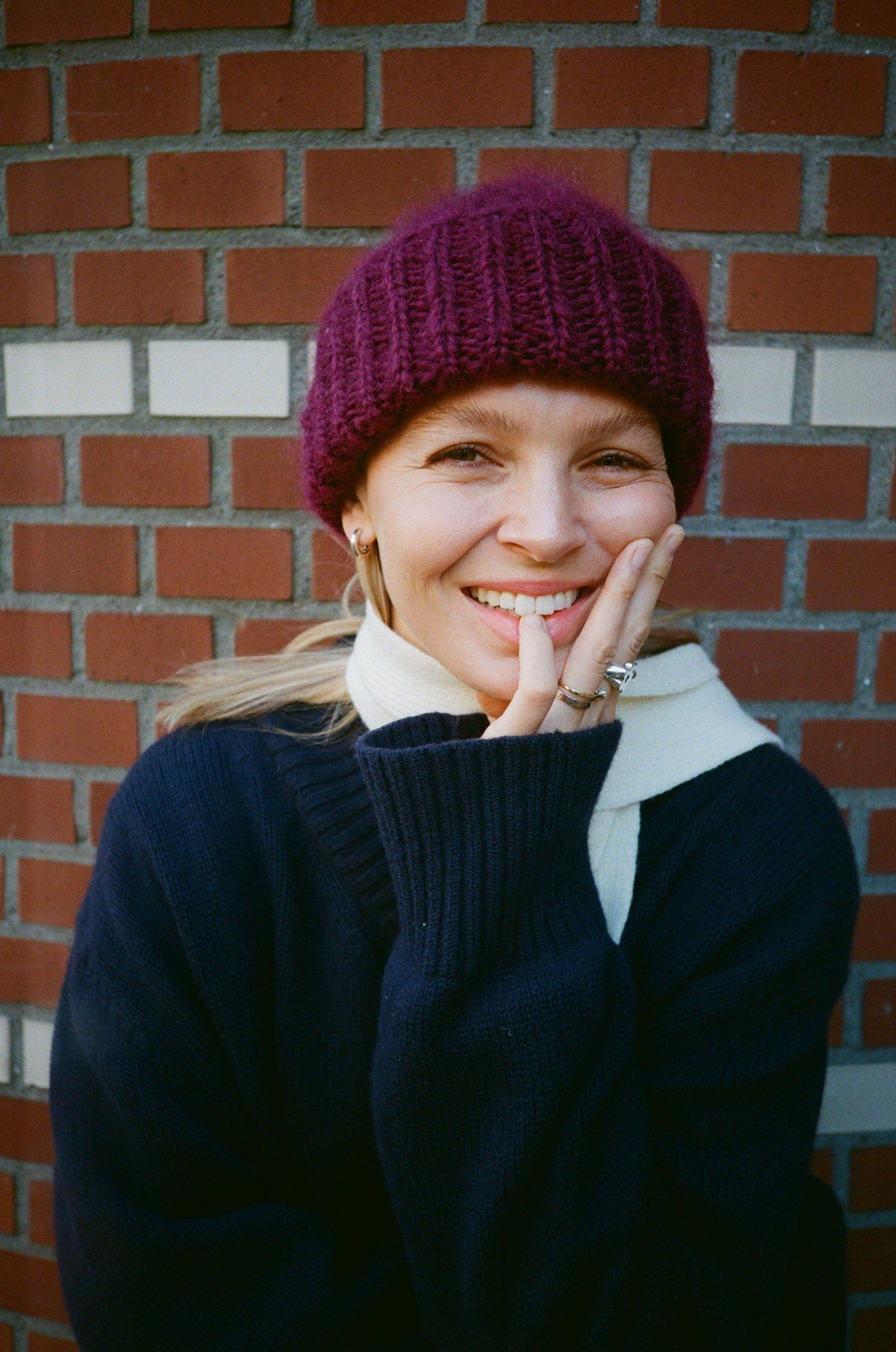 Brushed Mohair-Wool Beanie Hat - Burgundy (New Colour!)