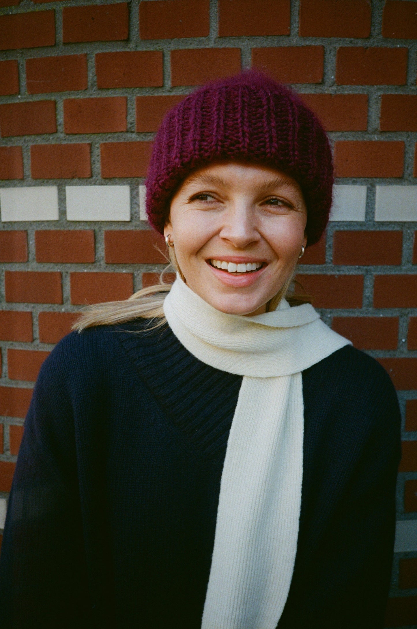 Brushed Mohair-Wool Beanie Hat - Burgundy (New Colour!)
