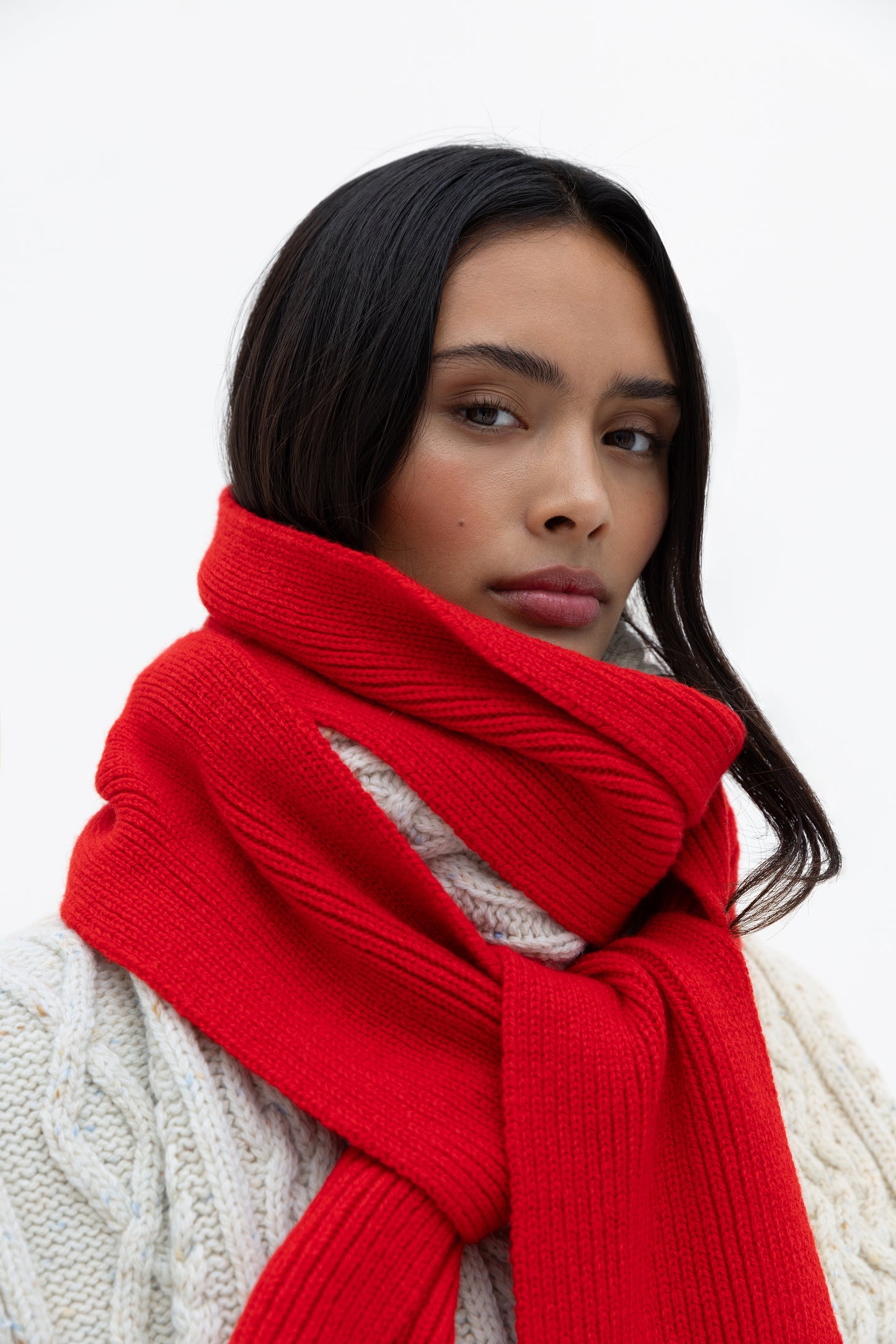 Soft Wool Scarf - Red