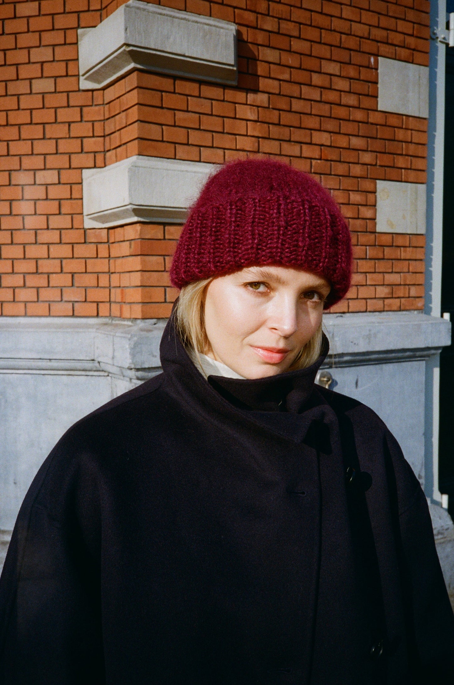 Brushed Mohair-Wool Beanie Hat - Burgundy (New Colour!)