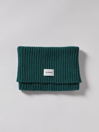 Soft Wool Chunky Folded Neck Warmer - Dark Green