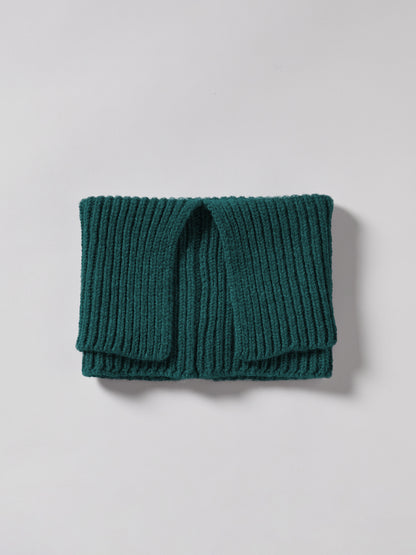 Soft Wool Chunky Folded Neck Warmer - Dark Green