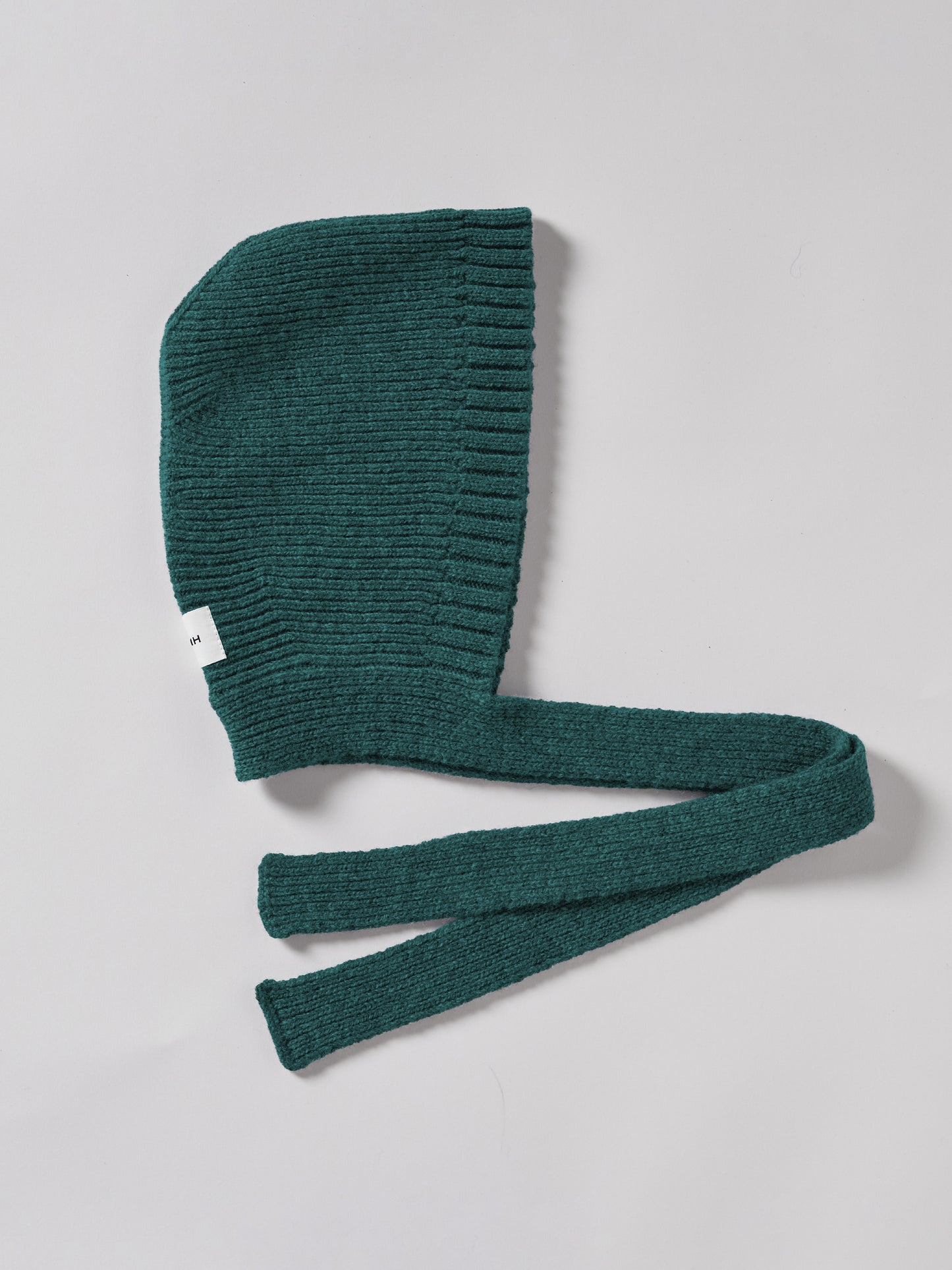 Soft Wool Tied Hood - Dark Green