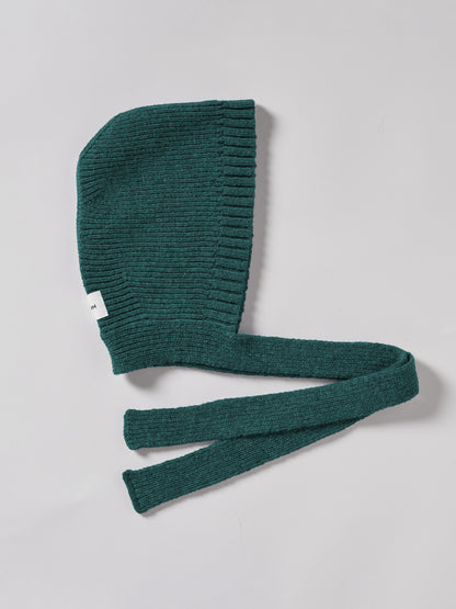 Soft Wool Tied Hood - Dark Green