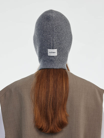 Wool Tied Hood - Grey Melange