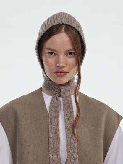 Wool Tied Hood - Mushroom