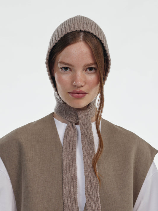 Wool Tied Hood - Mushroom