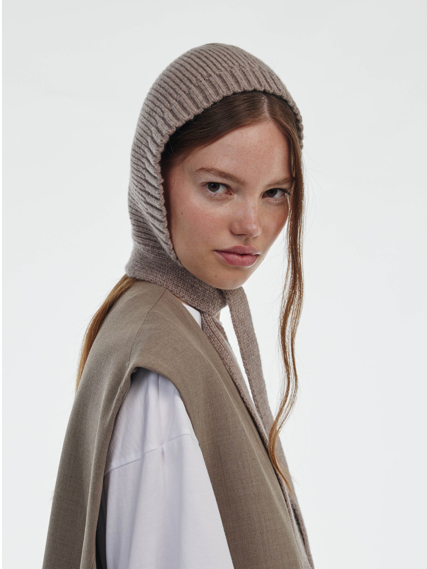 Wool Tied Hood - Mushroom