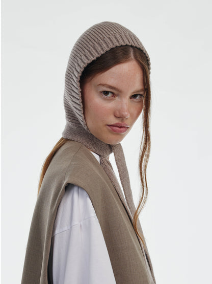Wool Tied Hood - Mushroom