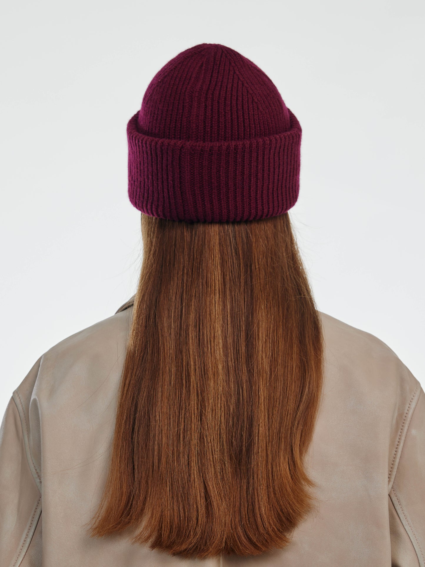 Chunky Soft Wool Beanie Hat - Burgundy