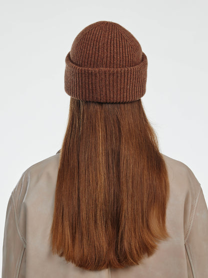 Chunky Soft Wool Beanie Hat - Hazelnut