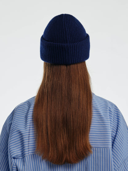 Chunky Soft Wool Beanie Hat - Navy