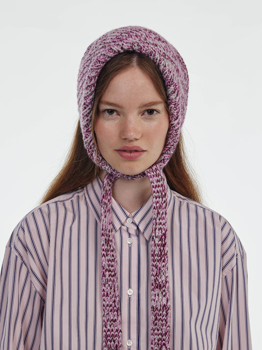 Marl Soft Wool Chunky Bandana - Burgundy/Pink Marl