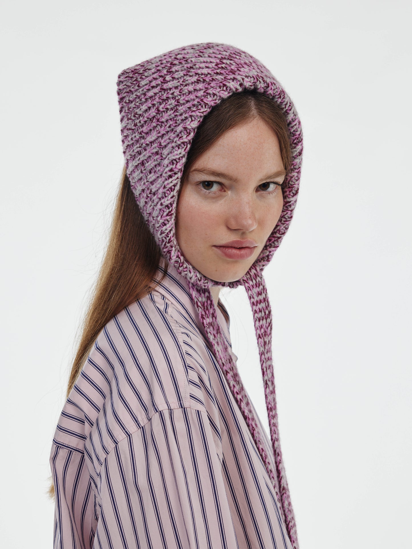 Marl Soft Wool Chunky Bandana - Burgundy/Pink Marl