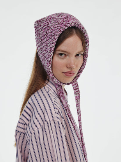 Marl Soft Wool Chunky Bandana - Burgundy/Pink Marl