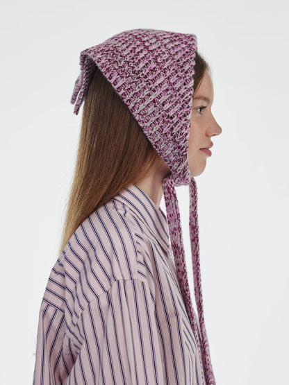 Marl Soft Wool Chunky Bandana - Burgundy/Pink Marl