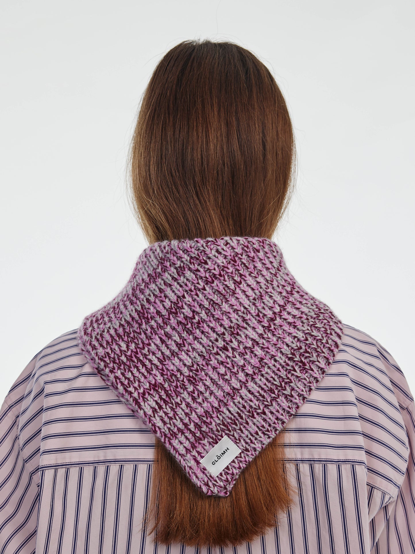 Marl Soft Wool Chunky Bandana - Burgundy/Pink Marl
