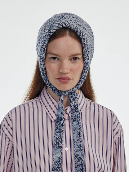 Marl Soft Wool Chunky Bandana - Soft Blue/Navy Marl