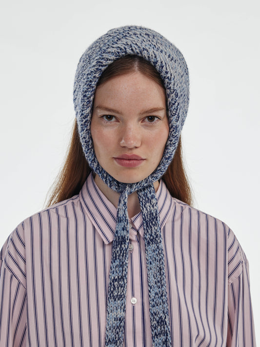 Marl Soft Wool Chunky Bandana - Soft Blue/Navy Marl