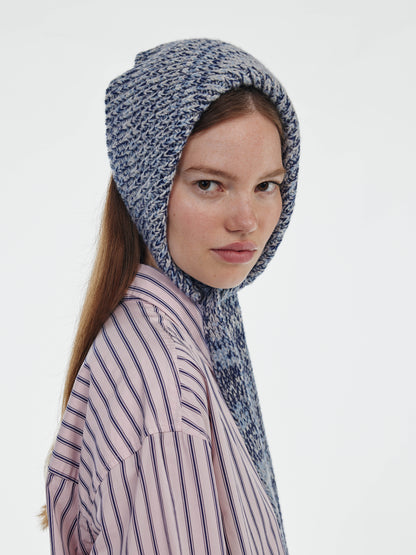 Marl Soft Wool Chunky Bandana - Soft Blue/Navy Marl