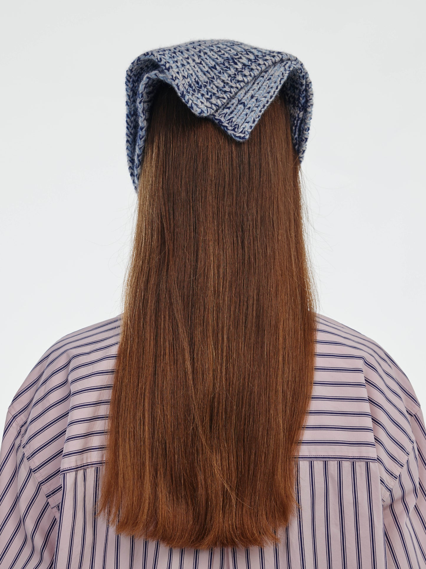 Marl Soft Wool Chunky Bandana - Soft Blue/Navy Marl