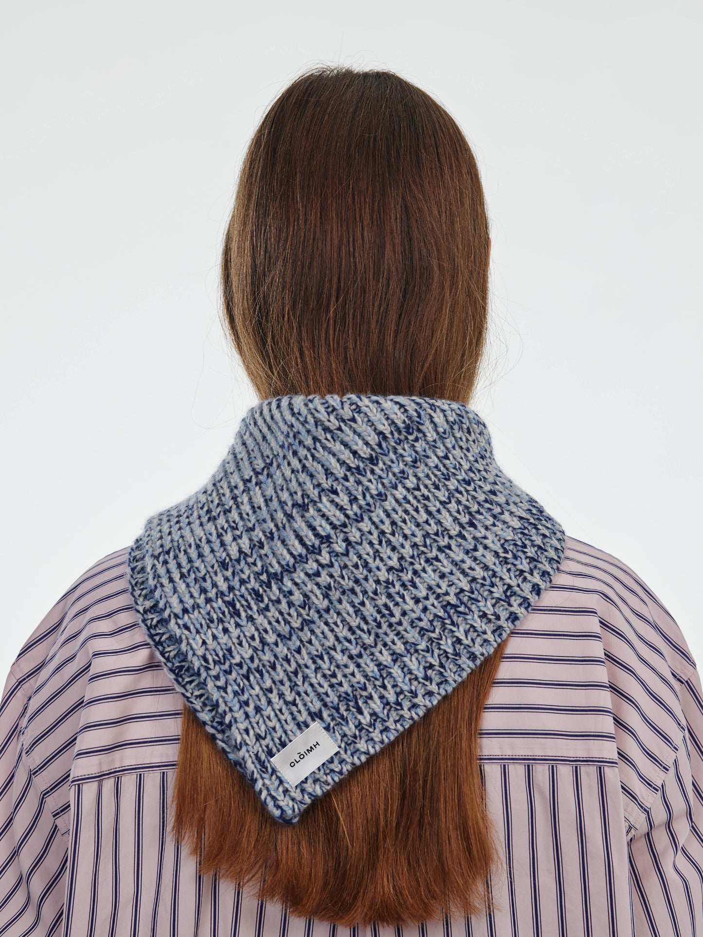 Marl Soft Wool Chunky Bandana - Soft Blue/Navy Marl