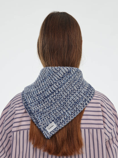 Marl Soft Wool Chunky Bandana - Soft Blue/Navy Marl