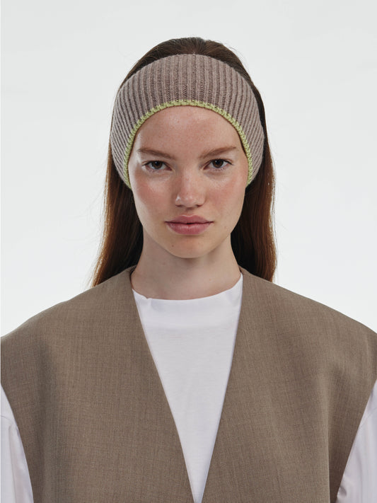Wool Head Band - Mushroom/Light Green